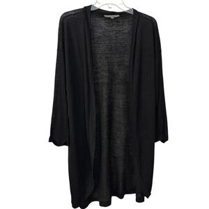 Sunday in Brooklyn Black Sheer Knit Open Front Cardigan (L)